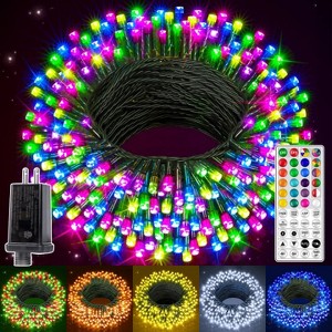 Ollny 200 LED Christmas RGB String Lights (Green Cable, Connectable, 130 Modes) - 1 of 4