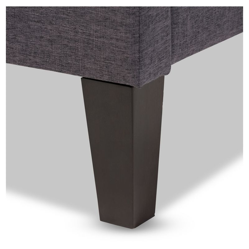 Full Lancashire Modern and Contemporary Fabric Upholstered Bed Frame with Tapered Legs Dark Gray - Baxton Studio, 4 of 6