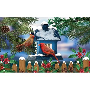 Briarwood Lane Snow Day Cardinals Winter Doormat Birdhouse Indoor / Outdoor 30" x 18" - 1 of 4