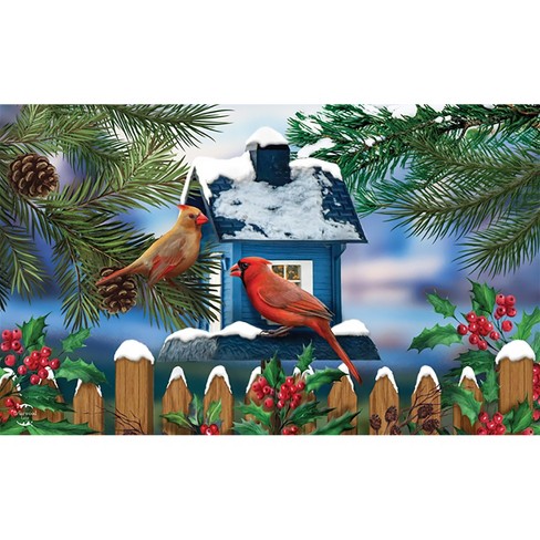 Briarwood Lane Snow Day Cardinals Winter Doormat Birdhouse Indoor / Outdoor  30 X 18 : Target