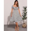 Allegra K Women's Sweetheart Neck Smocked Back Ruffled Hem Floral Dress - 4 of 4