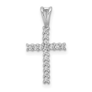 Black Bow Jewelry 14k White Gold 1/6 or 1/4 Ctw Diamond Latin Cross Pendant - 1 of 4
