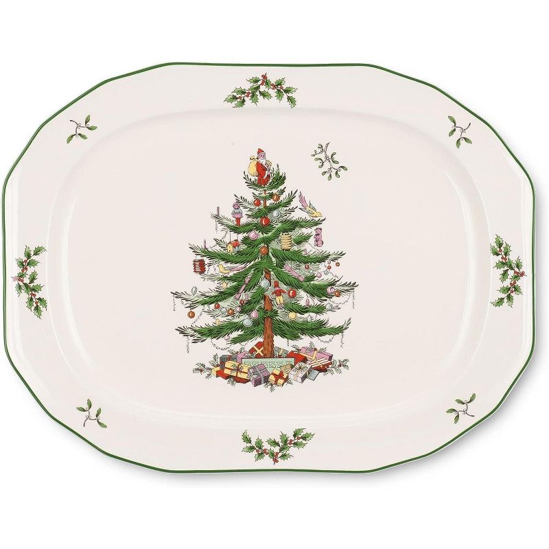 Spode Christmas Tree 14 Inch Sculpted Oval Platter, 1 of 9