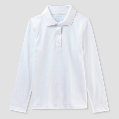 Girls' Adaptive Long Sleeve Uniform Polo Shirt - Cat & Jack™
