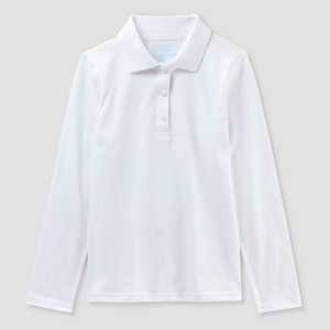 Girls' Adaptive Long Sleeve Uniform Polo Shirt - Cat & Jack™ - 1 of 3