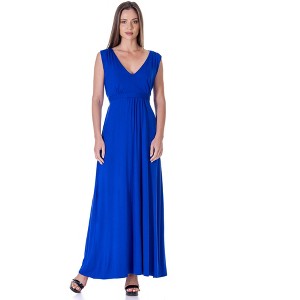 Womens V-Neck Tie Back Empire Waist Sleeveless Maxi Dress - 24seven Comfort Apparel™ - 1 of 4