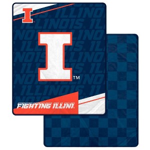 NCAA Illinois Fighting Illini Diagonal Ghost Checker Double Sided Blanket - 1 of 3