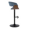 Set of 2 Vintage Modern Adjustable Barstools Black/Walnut/Blue - LumiSource: Swivel, Upholstered, Metal Frame, Footrest - 3 of 4