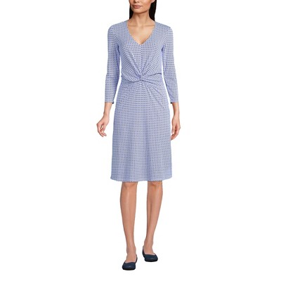 Lands end wrap front fit and flare dress hotsell