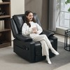 HOMCOM Vibration Massage Recliner Chair with Heat, Oversized Swivel Rocker, PU Manual Reclining Chair with Footrest, Remote, Pockets - 3 of 4