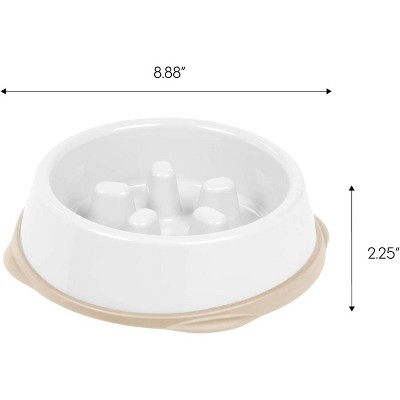 White and Beige Plastic Slow Feeding Pet Bowl