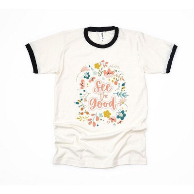Simply Sage Market Women's See The Good Floral Short Sleeve Ringer Tee
