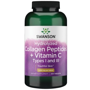 Swanson Hydrolyzed Collagen Peptides + Vitamin C Types I and Iii 1,000 mg 250 Tablets. - 1 of 1