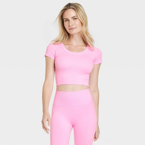 Women's Seamless Crop Short Sleeve Top - All In Motion™ Pink S