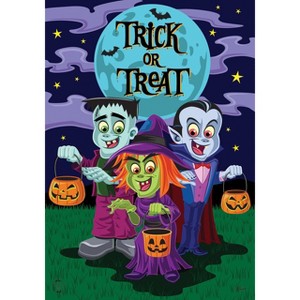 Briarwood Lane Trick or Treaters Halloween Garden Flag Frankenstein Dracula 18" x 12.5" - 1 of 4