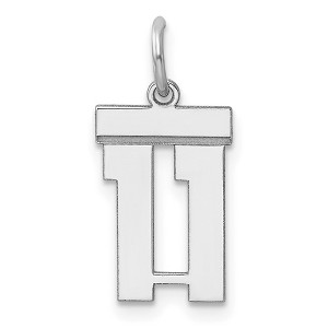 Black Bow Jewelry Sterling Silver, Athletic Collection, Small Polished Number 11 Pendant - 1 of 4