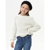 Girls Crewneck Knit Pullover Sweaters Long Lantern Sleeve Oversized Knit Cute Jumper Tops - 4 of 4