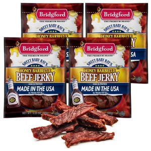Bridgford Sweet Baby Ray’s Beef Jerky Honey BBQ 3.25 oz - Ready-to-Eat High Protein Jerky for Midday Energy Boost or a Post Workout Snack - 1 of 4