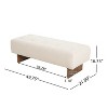 Gulches Beige Rectangular Tufted Linen Ottoman Bench - Solid Rubber Wood Legs, High-Density Foam, Pocket Coil Springs for Living Room/Bedroom/Vanity - 3 of 4