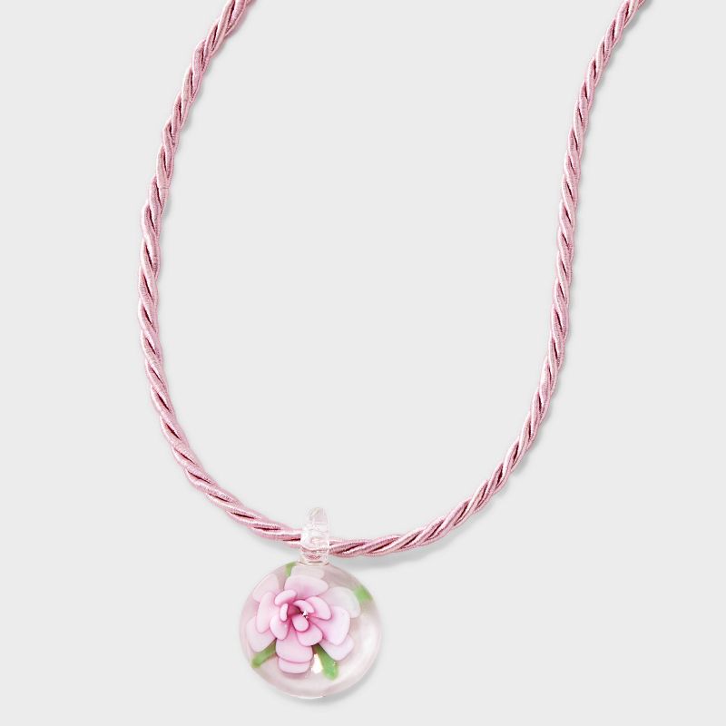 Flower Cord Pendant Necklace - Wild Fable&#8482; Pink, 1 of 7