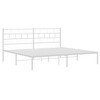 vidaXL White Metal Bed Frame with Headboard - Powder Coated Steel Material - 3 of 4
