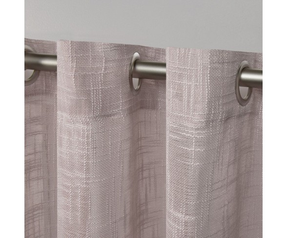 54"x84" Sena Two Way Slub Yarn Sheer Grommet Top Curtain Panel Pair Blush Pink - Exclusive Home