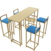 Aukfa Luxury Gold 5-piece Bar Table and Chair Set - with Sponge Cushion Backrest and Storage Function, Suitable for Home - 4 of 4