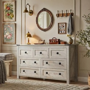 Dresser for Bedroom, Farmhouse Wood Rustic Wide Chest of Drawers, Storage Dressers Organizer for Bedroom, Living Room, Hallway - 1 of 4