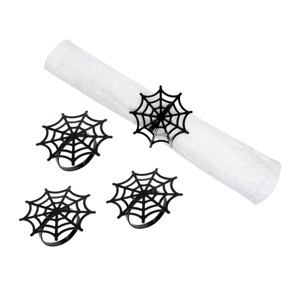 C&F Home 2.8" Black Spider Web Decorative Metal Napkin Rings, Set of 4 - 1 of 4