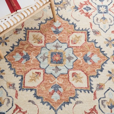 Elegance Hand-Tufted Wool Area Rug in Beige & Rust, 8' x 10'