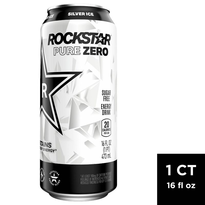 Rockstar Pure Zero Silver Ice Energy Drink - 16 fl oz Can, 1 of 6