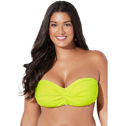 tuin Productief Aanpassen Swimsuits For All Women's Plus Size Valentine Ruched Bandeau Bikini Top, 12  - Yellow Citron : Target