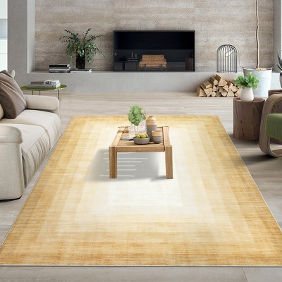 Area Rug Modern Ombre Bordered Machine Washable Rug for Living Room Bedroom Border Gradient Stain Resistant Accent Rug