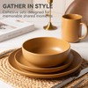 Syemin Dining Bowls 4 Person Stoneware Dinnerware Set Microwave Dishwasher Safe Chip-Resistant Matte Glaze Stackable Storage, Orange, 10"*10"*2.4" - 3 of 4