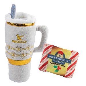 Snuggly Cup Holiday Ivory & Grrradelli Bark Square | Christmas Plush Dog Toys - 1 of 4