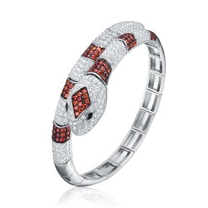 Guili Sterling Silver Cubic Zirconia Serpent Bracelet, Unique and Intricate Design for a Bold Statement Piece with a Luxurious Touch - 1 of 4