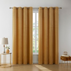 HLC.ME Sawyer Premium Luxurious Lush Velvet Soft Light Filtering Grommet Window Drapery Curtains - Set of 2 - 1 of 4
