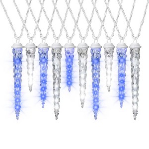 Gemmy LightShow ShootingStar Icicle Light String 10-Count Icicles White/Blue - 1 of 4
