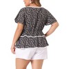 Agnes Orinda Women's Plus Size Tiered Floral Babydoll Ruffle Short Sleeve Blouses - 4 of 4