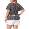 Agnes Orinda Women's Plus Size Tiered Floral Babydoll Ruffle Short Sleeve Blouses - image 4 of 4