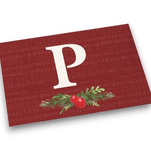 Personalization Mall Nostalgic Noel Burgundy Doormat, 18 x 27 - 1 of 1
