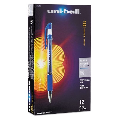 uni-ball Signo Gel GRIP Roller Ball Stick Gel Pen Blue Ink Medium Dozen 65451