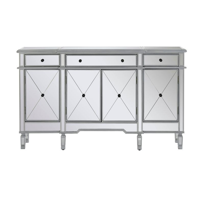 60&#34; Falcone Glam Mirror Storage Console 4 Door 3 Drawer Silver - Powell, 4 of 18
