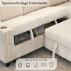 81" Corduroy Convertible L-Shaped Sleeper Sectional Sofa with Pull-Out Bed & Storage Seat, USB & Type-C Charging Ports, Cup Holders - 4 of 4