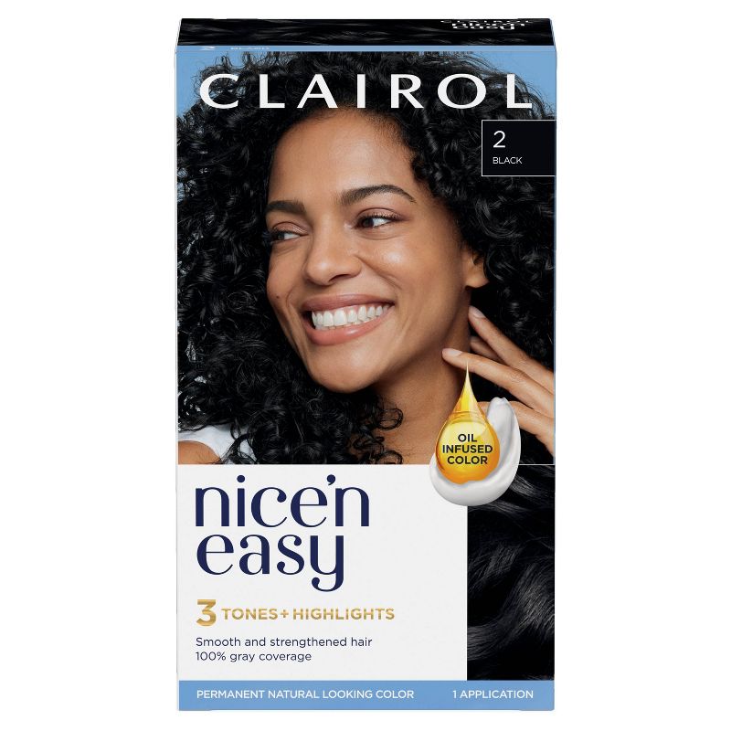 Clairol Nice'n Easy Permanent Hair Color Cream Kit - Black, 1 of 10