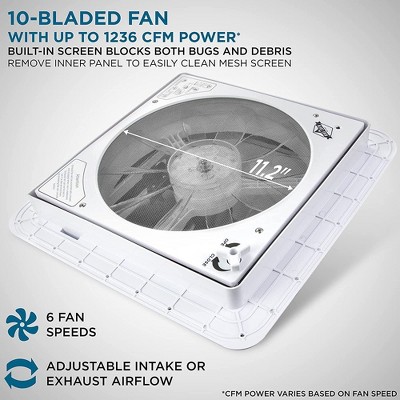 Hike Crew 14" White Roof Vent Fan with Remote Control