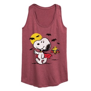 Women's - Peanuts - Vampire Snoopy Woodstock Graphic Racerback Tank - 1 of 4