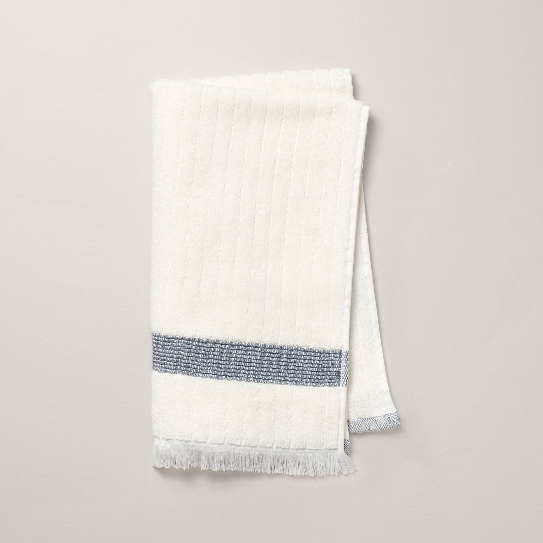 Textured Stripe Terry Hand Towel with Fringe Blue/Cream - Hearth & Hand™ with Magnolia