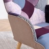 FERPIT Patchwork Upholstered Wingback Accent Chair with Rubberwood Legs - 2 of 4