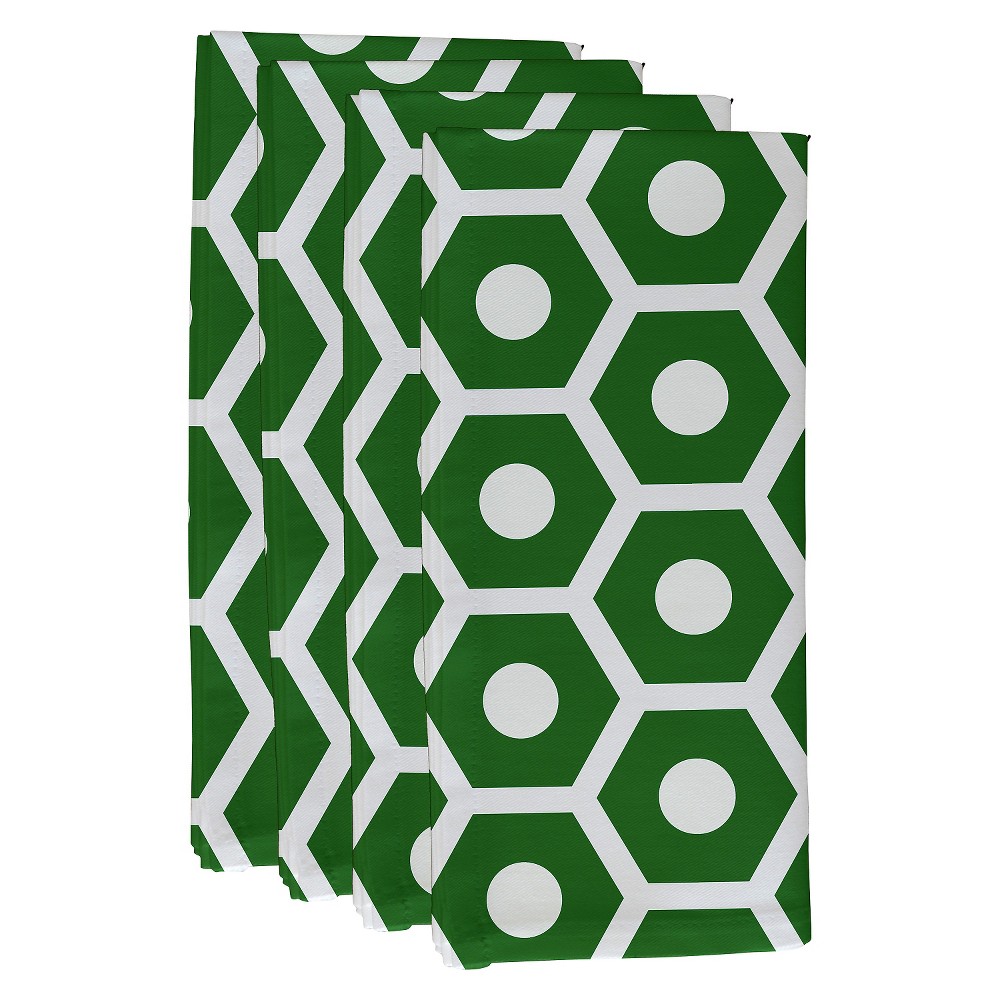 Photos - Tablecloth / Napkin 4pk 18"x18" Geometric Napkins Green - e by design